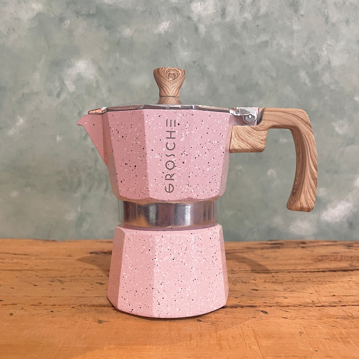 Grosche Milano Stone Stovetop Espresso Coffee Maker and Turbo Milk Frother, Pink